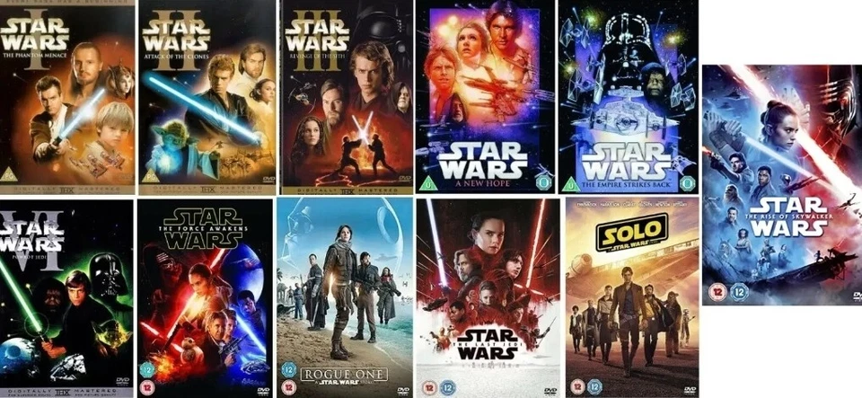 STAR WARS COMPLETE 11 MOVIE COLLECTION DVD EPISODES 1-11 The Rise of Skywalker - Image 1 of 1