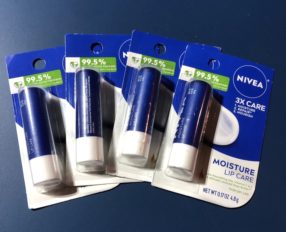 4 Tubes NIVEA a Kiss of Moisture Essential Lip Care Provitamin B5