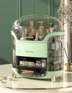 Großer Schminktisch 2 Schubladen Make-up Kosmetik Organizer Box grün Aufbewahrung UK neu - Bild 1 von 12