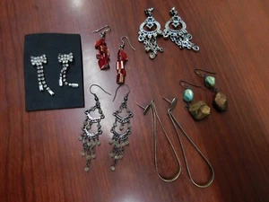 F4 Set 6 Paar Chandelier - VERSCHIEDENE Ohrringe Ohrhänger Hänger Kostüm Strass - Bild 1 von 7
