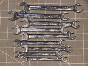 Snap On 9Pc Metric Combination Open End Flare Nut Line Wrench Set 10MM 18MM 6Pt - Picture 1 of 6