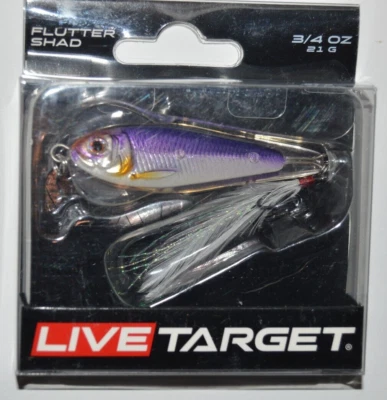 live target flutter shad 3/4oz  fluttering jig jigging spoon 2.5" silver violet - Image 1 of 3