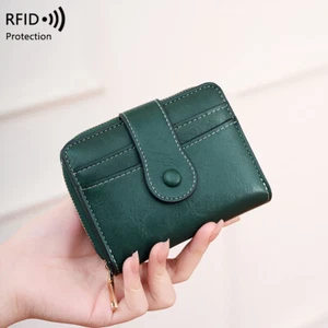Damen RFID Leder Geldbeutel Damen kurz klein Münze Kartenetui Portemonnaie Knopf - Bild 1 von 29