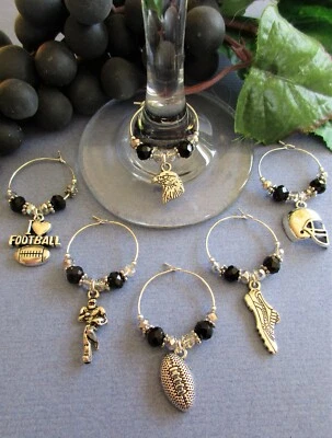 NUEVO Juego de 6 dijes de copa de vino de fútbol americano Philadelphia Eagles gran idea de regalo Foto 1 de 2