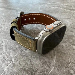 Premium Quality Thick Green Canvas Watch Strap Band For Apple Watch Ultra 2 49mm - Picture 1 of 15