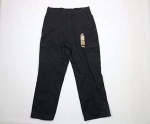 Deadstock Vtg Dickies Mens 34x32 Spell Out Loose Fit Wide Leg Cargo Pants Black - Picture 1 of 10