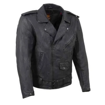 Milwaukee Leather MDM1020 Men's Black Classic 'Waxed' MC Denim Jacket with Armor - Image 1 of 4
