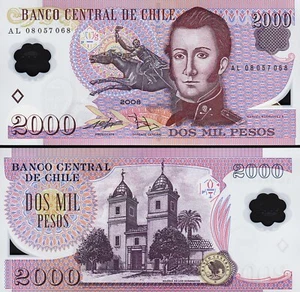 Chile 2000 Pesos 2008, UNC, P-160c, POLYMER, Prefix AL - Picture 1 of 3