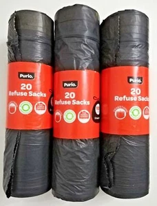 100 Litre Drawstring Refuse Sacks (86 cm x 73 cm) Black Bin Bags Best Strong - Picture 1 of 6