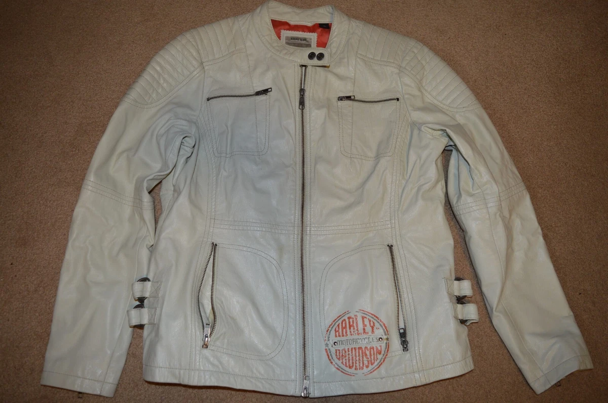 Harley-Davidson White Leather Outer Shell Coats, Jackets & Vests