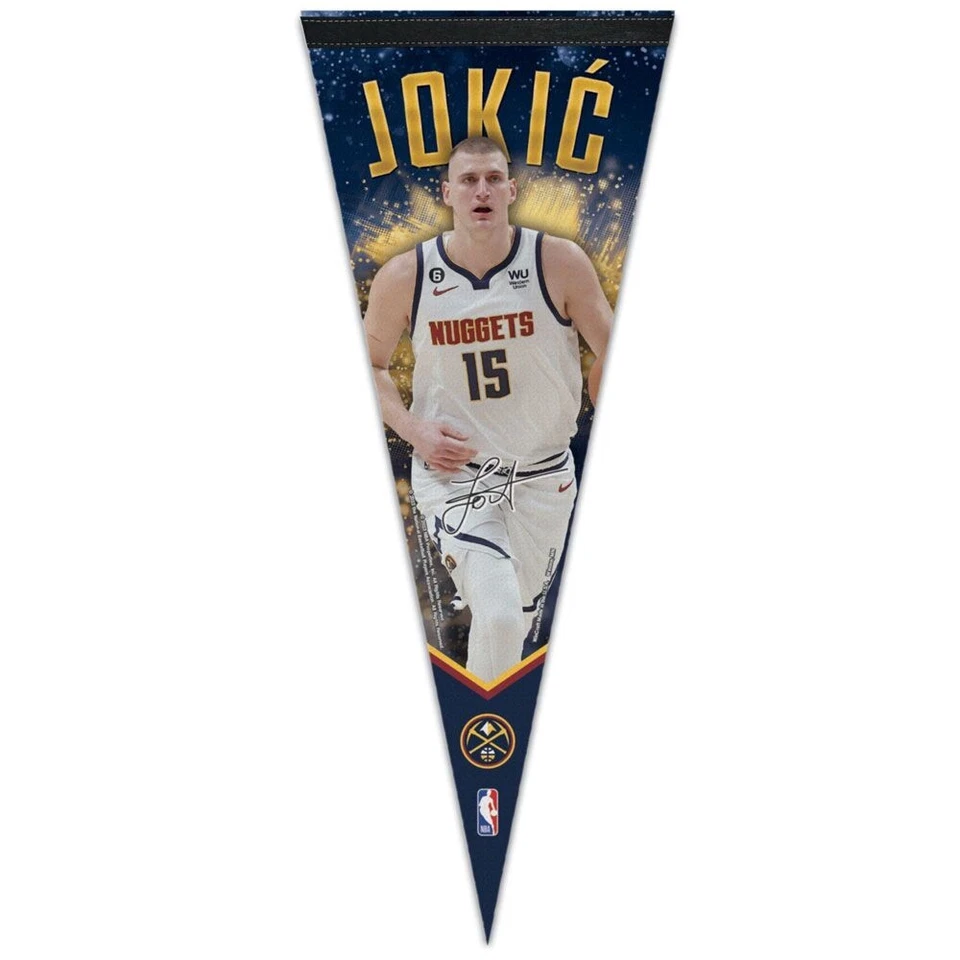 NIKOLA JOKIC #15 DENVER NUGGETS ROLL UP PREMIUM FELT PENNANT 12"x30" WINCRAFT - Image 1 of 1