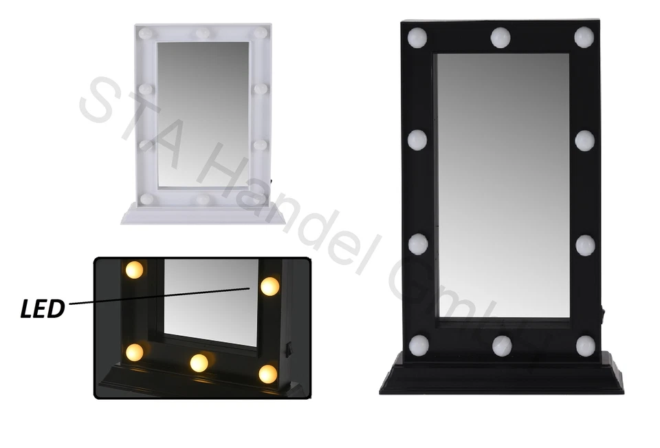 VANORELL Hollywood Kosmetikspiegel mit Beleuchtung Spiegel Schminkspiegel 10 LED