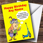 Funny Old Lady Scooter Personalised Birthday Greetings Card
