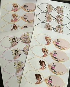 PACK 16 LAZOS DE TELA DE LONA ESTAMPADA "MAQUILLAJE ROSA" PARA HACER LAZOS PARA EL CABELLO - Imagen 1 de 4