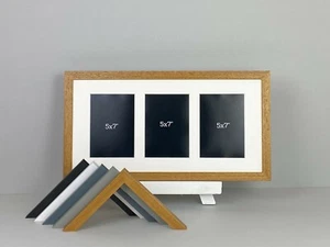 Wooden Multi Aperture photo Frame. Holds Three 7x5" photos. 25x50cm. - Picture 1 of 7