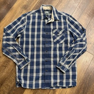Roots Canada Mens Blue Plaid Button-Up Long Sleeve Shirt Heavy Outdoor Size M - Picture 1 of 10