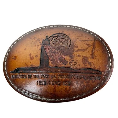 1998 NOAC ISU BSA Boy Scouts Leather Belt Buckle Memories Of The Past Visions - Image 1 of 4
