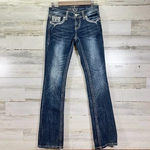 Grace in LA Damen blau bestickt Strass Western Bootcut Jeans Größe 25 - Bild 1 von 9