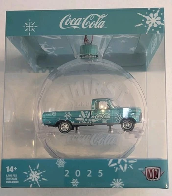 M2 Machines Coca-Cola Christmas 2025 Green 1969 Ford F-100 Ranger Ornament - Image 1 of 4