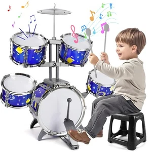 Upgraded Kids Jazz Drum Set Toddler Toy Drum Set with Stool, Plastic Rock Jaz... - Picture 1 of 7