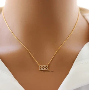 STG 18K Gold Plated Pave Angel Number 888 Pendant Necklace - Picture 1 of 4