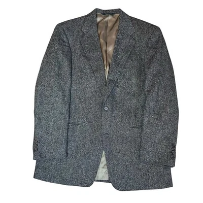 Vintage Burberry Men’s Blazer 38R Gray Herringbone Wool Sport Coat Classic - Image 1 of 4