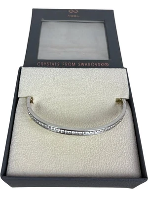 Aura Swarovski Crystal Bangle Bracelet Silver Tone Elegant Jewellery - Image 1 of 4