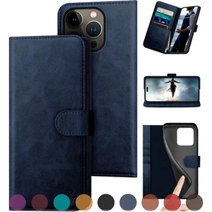 Compatible with iPhone 16 Pro Max Genuine Leather Wallet case【RFID Blocking】【... - Picture 1 of 7