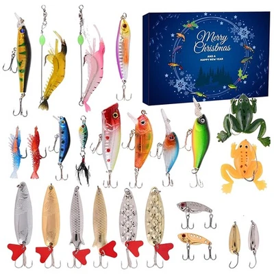 2025 Fishing Christmas Advent Calendar 24 Lures Set Xmas Gift for Adult Anglers - Image 1 of 4
