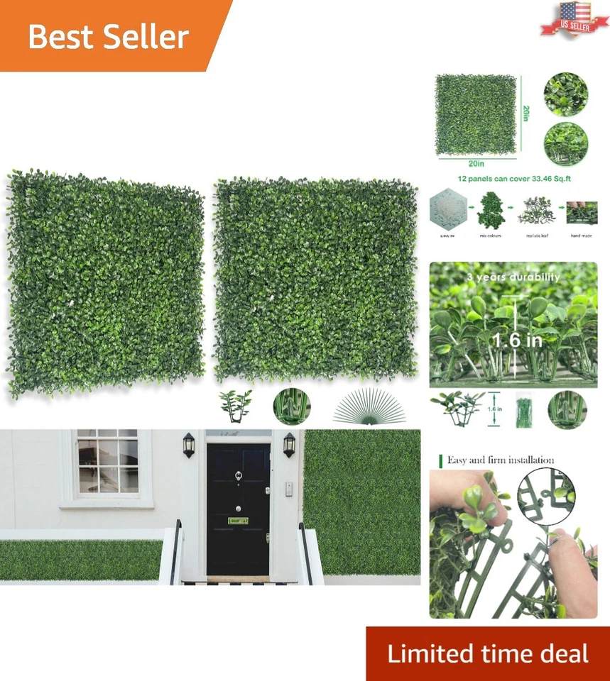 Paneles de boj premium - Paquete de 12 20"x 20" - Privacidad interior y decoración de jardín Foto 1 de 4