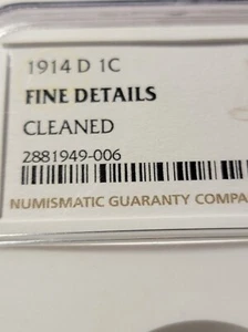 1914 D Wheat Cent NGC Fine Details Cleaned - Picture 1 of 5