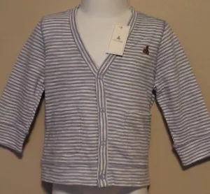 NIÑOS 0-3 meses Baby GAP Snap Frontal Rayas Cárdigan Chaqueta Azul y Blanco Nuevo con Etiquetas - Imagen 1 de 6