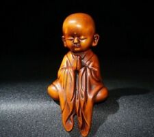 Collect Old Boxwood Japanese Netsuke carved monk Pray buddha Statue figurines