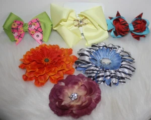 Lot Of Toddler Girls Stretch Headbands Flowers Rhinestones Pink Yellow Gray Boho - Picture 1 of 3