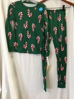 NWT Carter's Candy Cane Pajamas Set kids Cotton Christmas Green  Many Sizes - Image 1 of 4