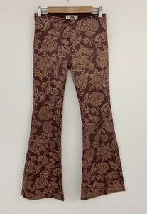Free People Penny Pull On Printed Flare Jeans Boho Cocoa Size 26 UK 6 RRP £88 - Picture 1 of 12