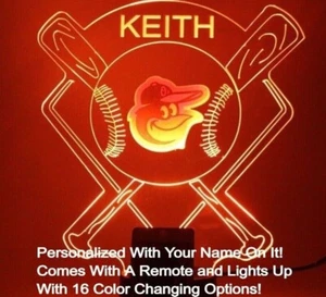 Baltimore Orioles MLB Baseball Sport Fan beleuchtete LED-Lampe personalisiert KOSTENLOS  - Bild 1 von 12