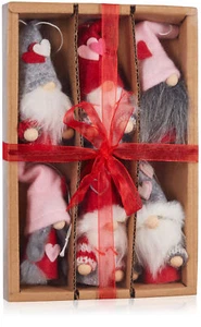 BRUBAKER 6-Pcs Set Decoration Tree Pendant Heart Gnomes - Picture 1 of 11