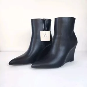 Black Worthington Womens Size 7.5 Padley Wedge Heel Booties 053-1029 - Picture 1 of 19