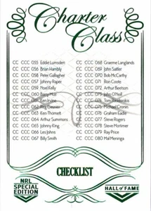 2018 CHARTER CLASS NRL Card CHECKLIST 2 of 2 Glory - Picture 1 of 2