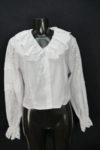 Gr.44 Trachtenbluse weiß Bluse für Dirndl Alphorn mit Spitze Stickerei TB9820 - Bild 1 von 4