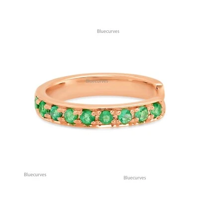Real Emerald Ear Cuff Earring 14k Gold Cuff No Piercing Needed Earring Jewelry - Image 1 of 3