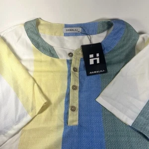 Hawalili Men's Hawaiian Shirt lightweight 4 Button Pullover Size 3XL New W/ Tags - Picture 1 of 12