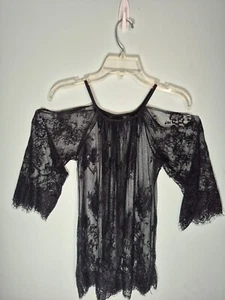 Damen-Spitzentop Größe Large Blumenmuster dunkel Fairycore Witchy Goth Emo Whimsigoth - Bild 1 von 8