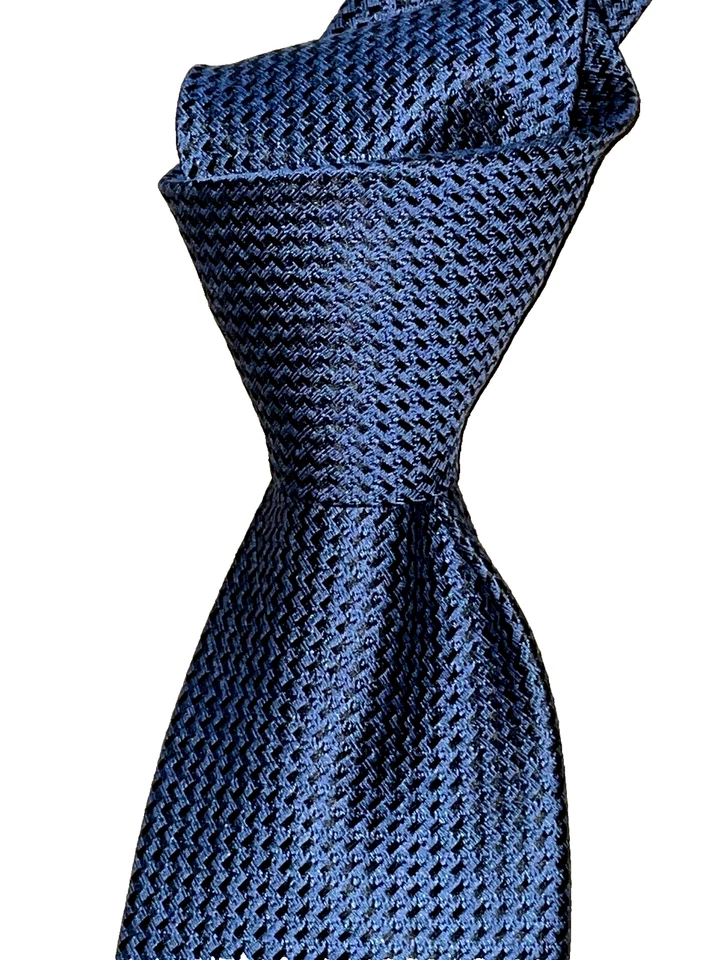 $280 NUEVO CON ETIQUETAS TOM FORD Azul Marino Geométrico Hombres 3.5" Tejido Seda Lana Cuello Corbata Italia Foto 1 de 4