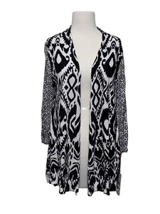 Ruby Rd. Petite Open Knit Black|White Cardigan Sweater Size PM NEW - Picture 1 of 12