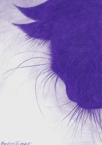original drawing А4 42BS artwork colored pencil modern cat silhouette - Picture 1 of 2