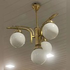 Antique Vintage Art Deco Old Fixture Ceiling Brass Hanging Chandelier Light Milk