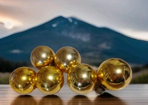 DE COLECCIÓN ENORMES 6 BRILLANTES ADORNOS NAVIDEÑOS DE VIDRIO DE MERCURIO DE ORO Y PLATA BRITE - Imagen 1 de 4