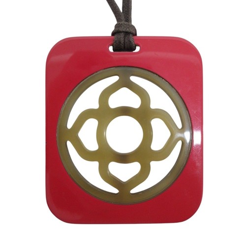 HERMÈS Collana corno di bufalo Hermes usata ciondolo rosso marrone donna lusso marca Clothi